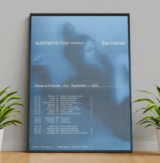 Discover Poster The Marías Show July and September 2025 Submarine Poser, gift for fans