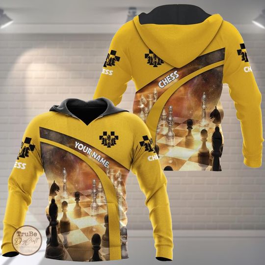 Discover Personalized Name Chess 3D All Over Print Hoodie, Custom Name Chess 3D Shirt for Men, Women, Chess Lover, USA Chess Shirt