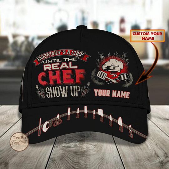Discover Custom With Name Chef Gear And Uniform Black Baseball Cap For Master Chef, Chef Cap