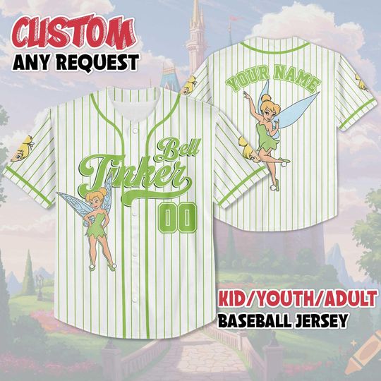 Discover Custom Disneyyy Tinkerr Bells Baseball Jersey, Disneyyy Tinkerr Bells Baseball