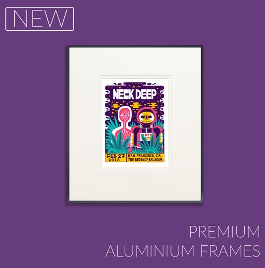 Discover Neck Deep REPRODUCTION Gig Poster Matte A3 A4 Art Print. San Francisco Concert 2018 Vintage Rock Metal Concert. Custom Aluminium Frame