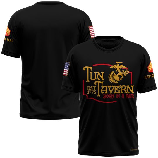 Discover Customized USMC Tun Tavern Born In A Bar T-Shirt