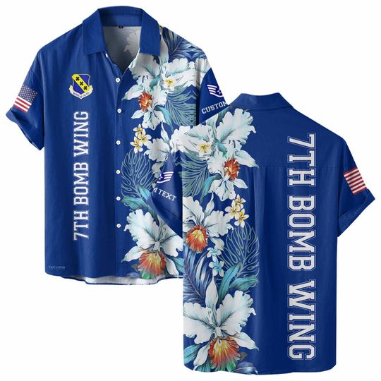 Discover Customized United States USAF Wing Hawaiian Short Sleeve Button Shirt