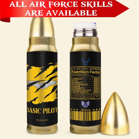 Discover Customized Air Force Badges Veteran Nutrition Facts Bullet Tumbler
