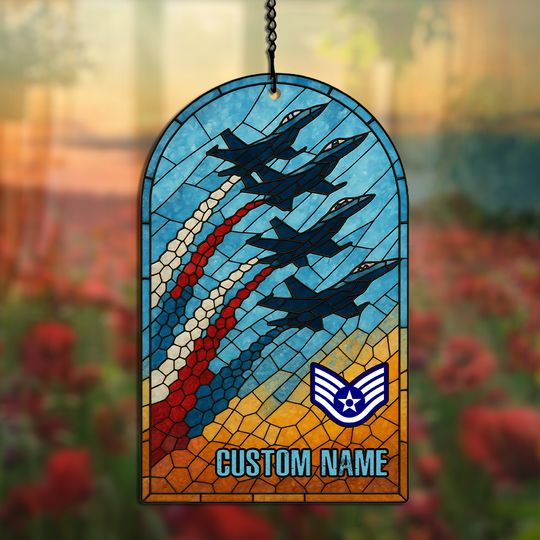 Discover Fly High, Serve Proud  Hanging suncatcher ornaments