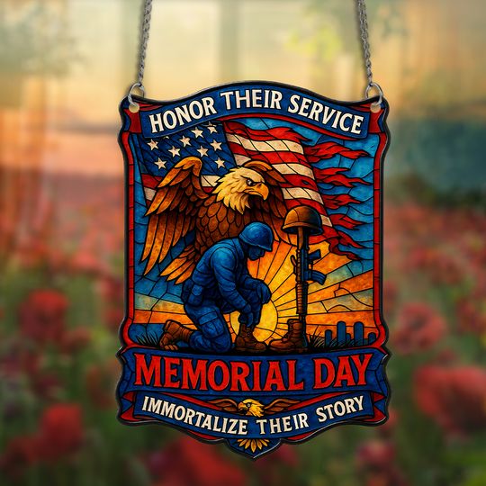 Discover Honor Their Service, Immortalize Their Story  Hanging suncatcher ornaments