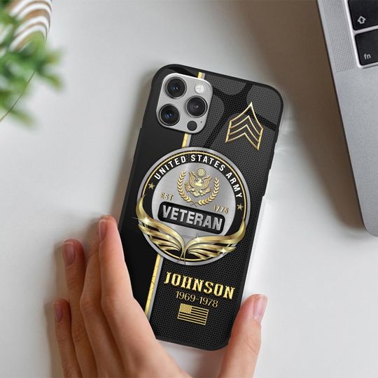 Discover Customized US Veteran Proudly Served Golden Phone Case