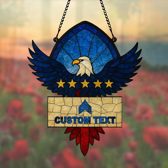 Discover Customized US Veteran: Valor and Vigilance  Hanging suncatcher ornaments