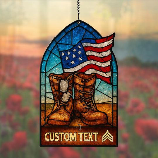 Discover Customized US Veteran: Eyes of Liberty  Hanging suncatcher ornaments