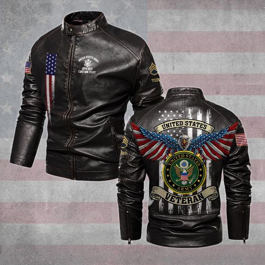Discover Customized U.S Veteran Ealge Stand Collar Leather Jackets