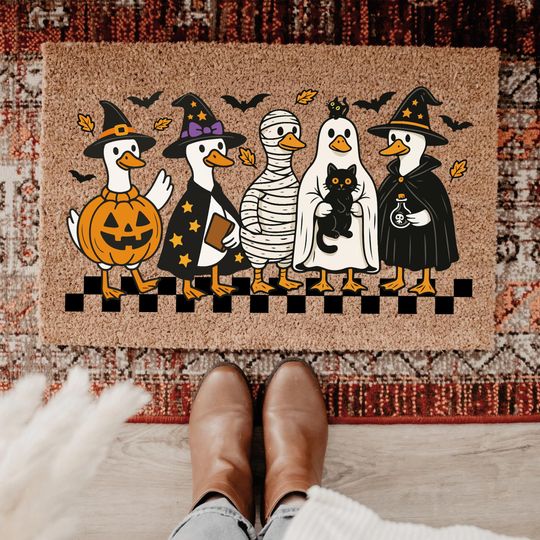 Discover Just a Spooky Goose Halloween Doormat