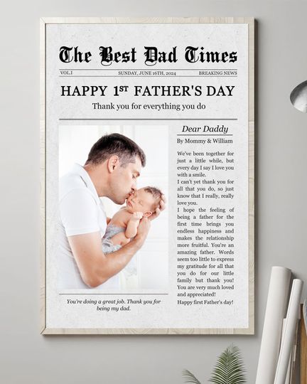 Discover Happy 1st Father's The Best Dad Times - Personalized Photo Poster