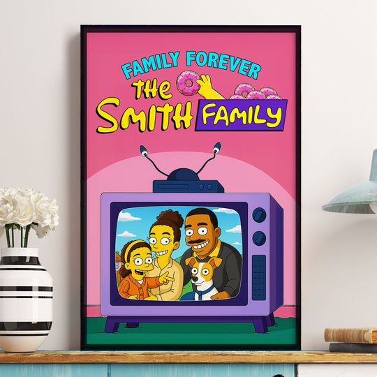 Discover Family Forever Simpsonized Portrait - Personalized Photo Poster