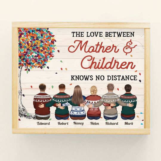 Discover The Love Between Mother & Children Knows No Distance - Personalized Poster - Mother's Day Gift For Mom, Mother - Family Hugging