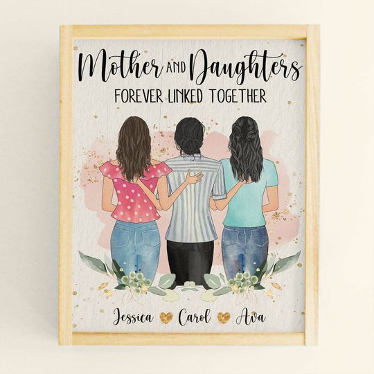 Discover Mother And Daughters Forever Linked Together - Personalized Poster - Birthday Gift For Mothers, Grandmas, Daughters
