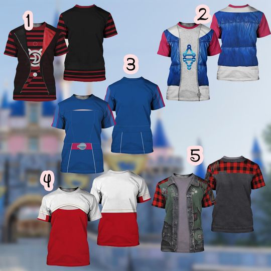 Discover Disneyyy Zombies 4 Cosplay 3D T-Shirt, Zed Addison Victor Nova Costume Shirt, Disneyyy Halloween Shirt, Disneyyy Zombies 4 Outfit, Matching Gift