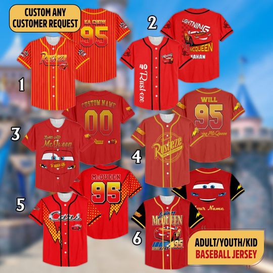 Discover Personalize carss Lightningg McQueenn Baseball Jersey