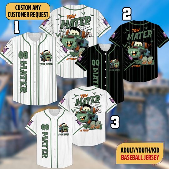 Discover Custom Tow Mater Halloween Baseball Jersey, carss Halloween Jersey