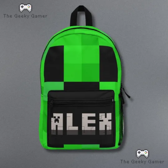 Discover Personalized Gamer Backpack | Personalized Creeper Backpack | Gamer Gift | Gifr