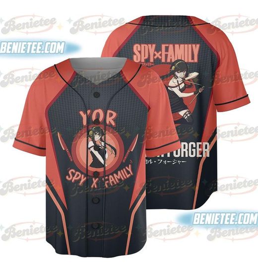 Discover Yor Forger XFamily Button Up Baseball Jersey, Anime Jersey