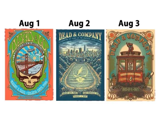 Discover Dead And Company San Francisco Aug 1-3 2025 Tour Poster