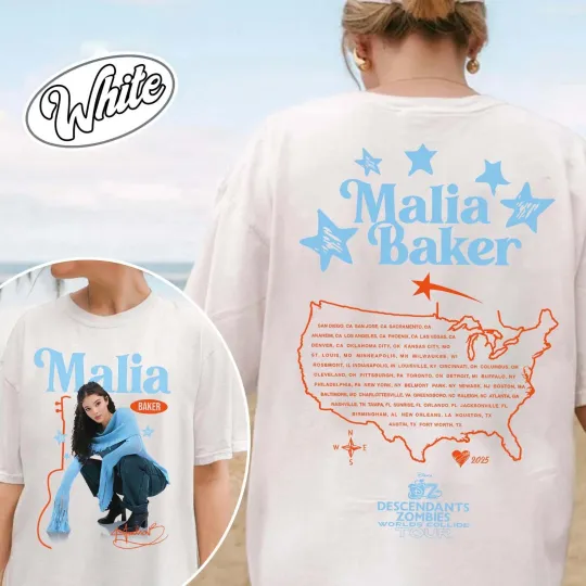 Discover Malia Baker Disneyyy Zombies Worlds Collide Tour 2025 T-Shirt