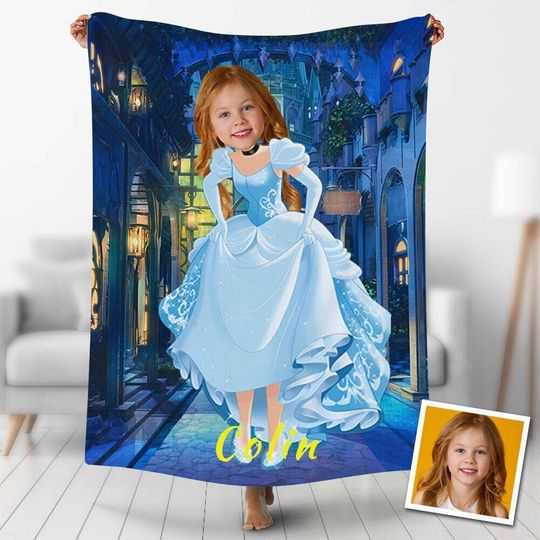 Discover USA MADE Personalized  Cinde Princess Blanket, Custom Face & Name Princess Blanket With Picture