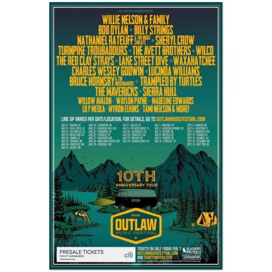Discover Outlaw Music Festival Poster 2023 10th Anniversary Tour