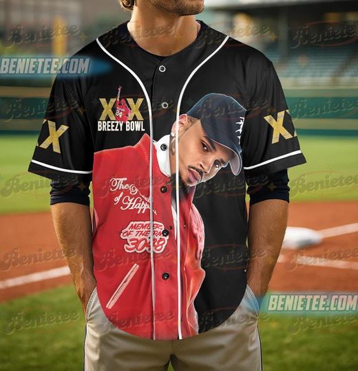 Discover Chris Brown XX 2025 Baseball Jersey Shirt, Chris Brown Breezy Bowl Baseball Jersey