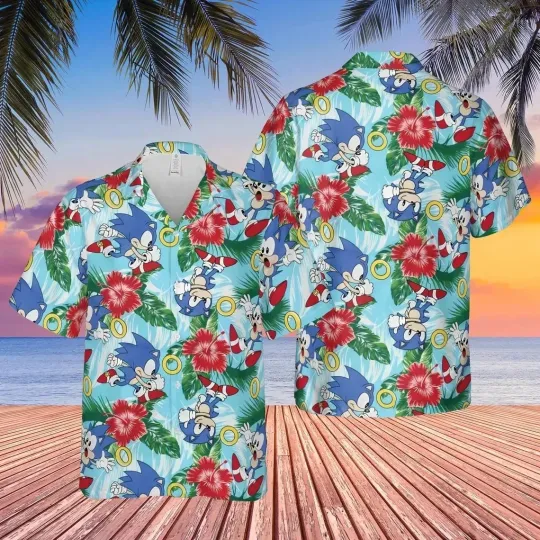 Discover Sonic The Hedgehog Hawaiian Button Down Shirt Unisex Adults S-5xl 3D