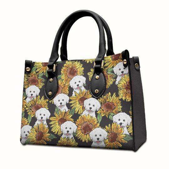 Discover Sunflower Lovely Fur Baby - Personalized Leather Handbag - Gift For Pet Lovers