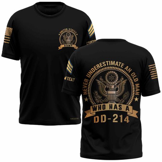 Discover Customized US Veterans T-Shirt x “Never Underestimate An Old Man Who Has A DD-214 ”