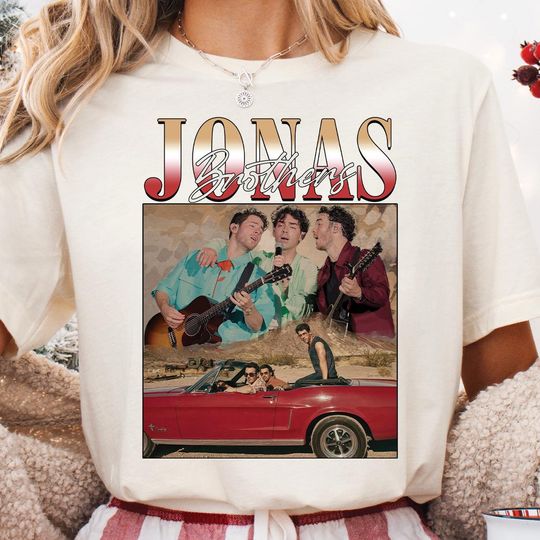 Discover Jonas Brothers Retro Car Shirt PNG, Band Reunion Shirt Png, 90s Boyband Merch Png, Retro Concert Tour Shirt, Gift for Fans, Pop Rock Style