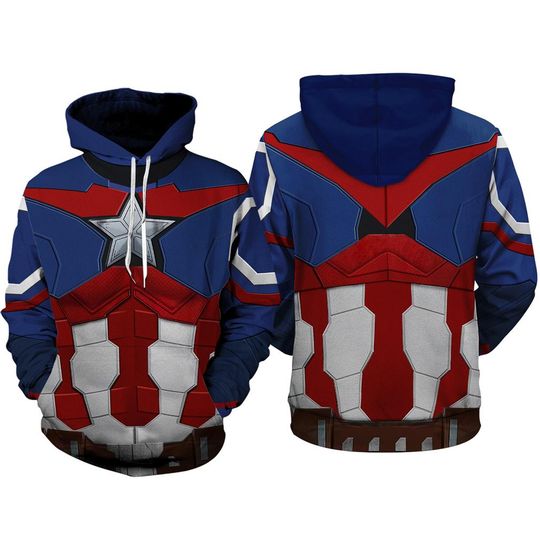Discover Sam Wilson Captainn Americaa Suit 3D Full Over Print Hoodie, Captainn Americaa Superhero Cosplay Hoodie, Avengerss Superhero Sweatshirt Hoodies