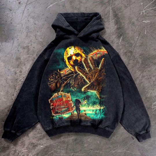 Discover Vintage Horror Mask Hoodie, T-Shirt, or Crewneck Sweatshirt  Retro Washed Heavyweight Apparel