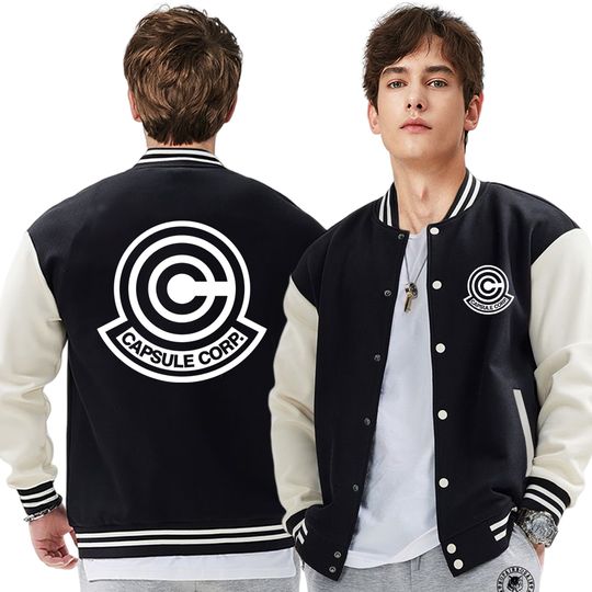Discover Japanese Anime Letter C Logo Coats Male Fashion Crewneck Baseball Jacket