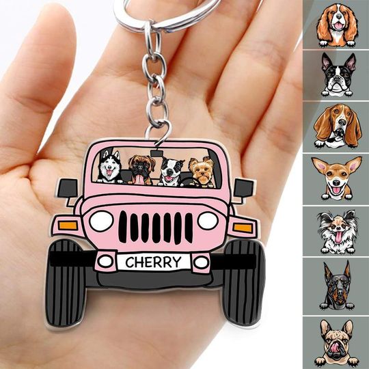 Discover Off Road Dog Cats Keychain Double Sided Design Acrylic Keychain Car For Pet Lovers N304 888443