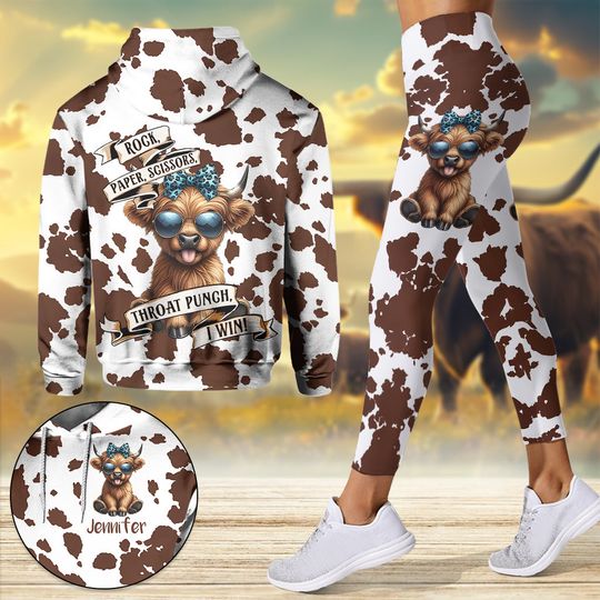 Discover Rock Paper Scissors - Personalized Highland Cow Hoodie and Leggings