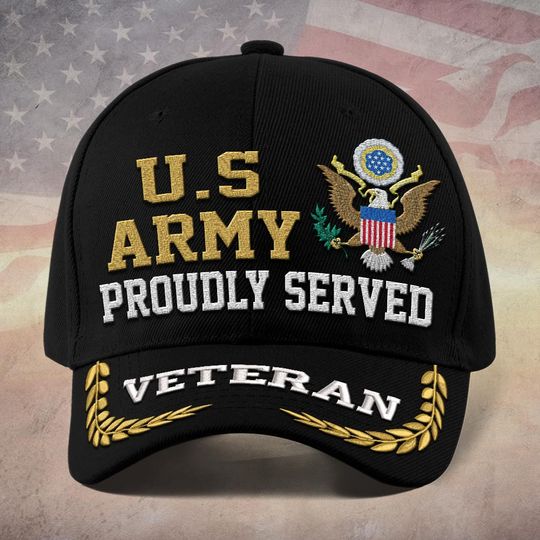 Discover Customized US Veteran Proudly Served Embroidered Baseball Cap