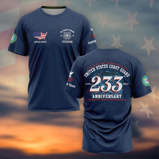 Discover Customized US Veterans Commemorate The Founding Of USCG 3D Tshirt