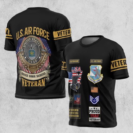 Discover Customized U.S Veteran USAF Commands 3D Tshirt