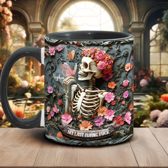 Discover My Last Flying F*ck - Personalized Skull Accent Mug