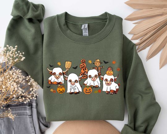 Discover Halloween Cow Sweatshirt, Halloween Sweatshirt, Western Sweatshirt