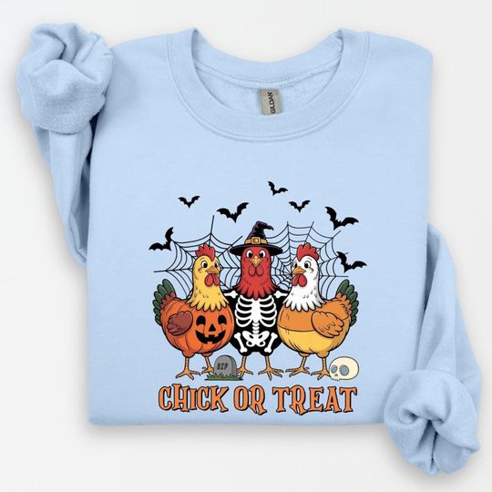 Discover Halloween Chicken Sweatshirt,Funny Halloween Chicken or Treat Sweatshirt