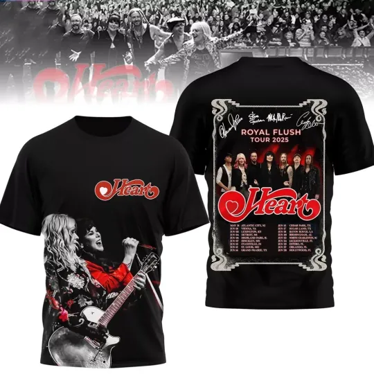 Discover Heart BAND Royal Flush Shirt Tour 2025 3D T Shirt