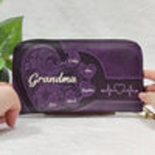 Discover Her Hugs Fix Everything - Family Personalized Custom Leather Long Wallet