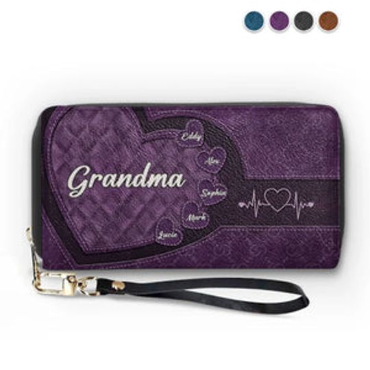 Discover Mom, You’re The Glue That Holds Us Together - Family Personalized Custom Leather Long Wallet