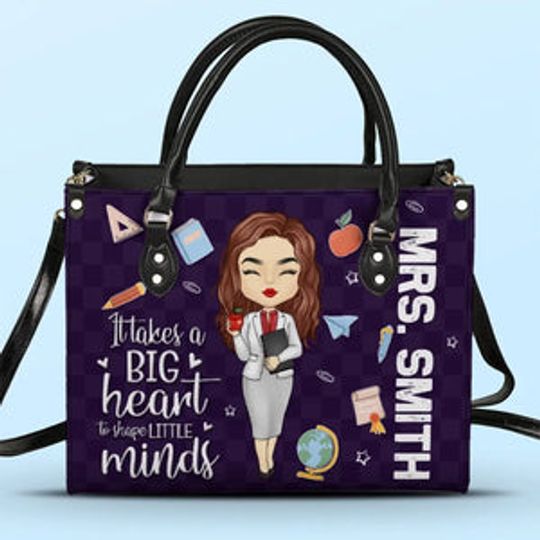Discover Teaching Is Heart Work - Teacher Personalized Custom Leather Handbag