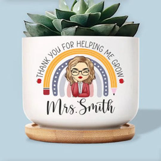 Discover We Grow Toward The Light - Teacher Personalized Custom Home Decor Ceramic Plant Pot