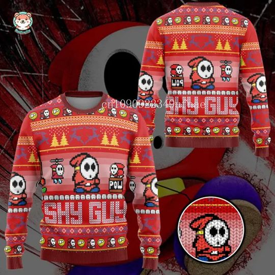 Discover Super Mario Bros. Autumn Winter Ugly Christmas Sweater Funny Sweater Unisex 3D Sweater Christmas Mario Sweater Men's Sweatshirt